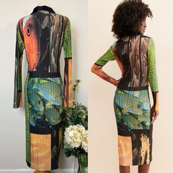 Arthur Apparel Box Pleat Shirt Dress | Abstract Nature Print | Size 6 | Free Peo - Picture 8 of 16
